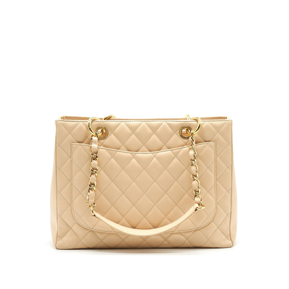 Chanel Grand Shopping Tote Bag Caviar Beige  Serial 16