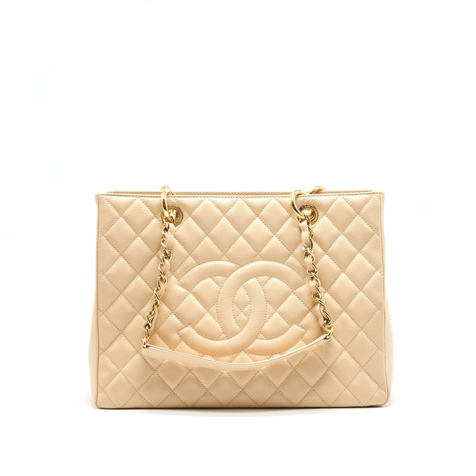 Chanel Grand Shopping Tote Bag Caviar Beige  Serial 16