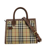 Luxury Burberry Title Mini Vintage Check Canvas Two Handle Shoulder Bag Brown