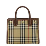 Luxury Burberry Title Mini Vintage Check Canvas Two Handle Shoulder Bag Brown