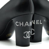 Chanel size38 pump Shoes black with Letter on heel