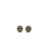 Chanel Round CC Logo Earrings Black/Gold