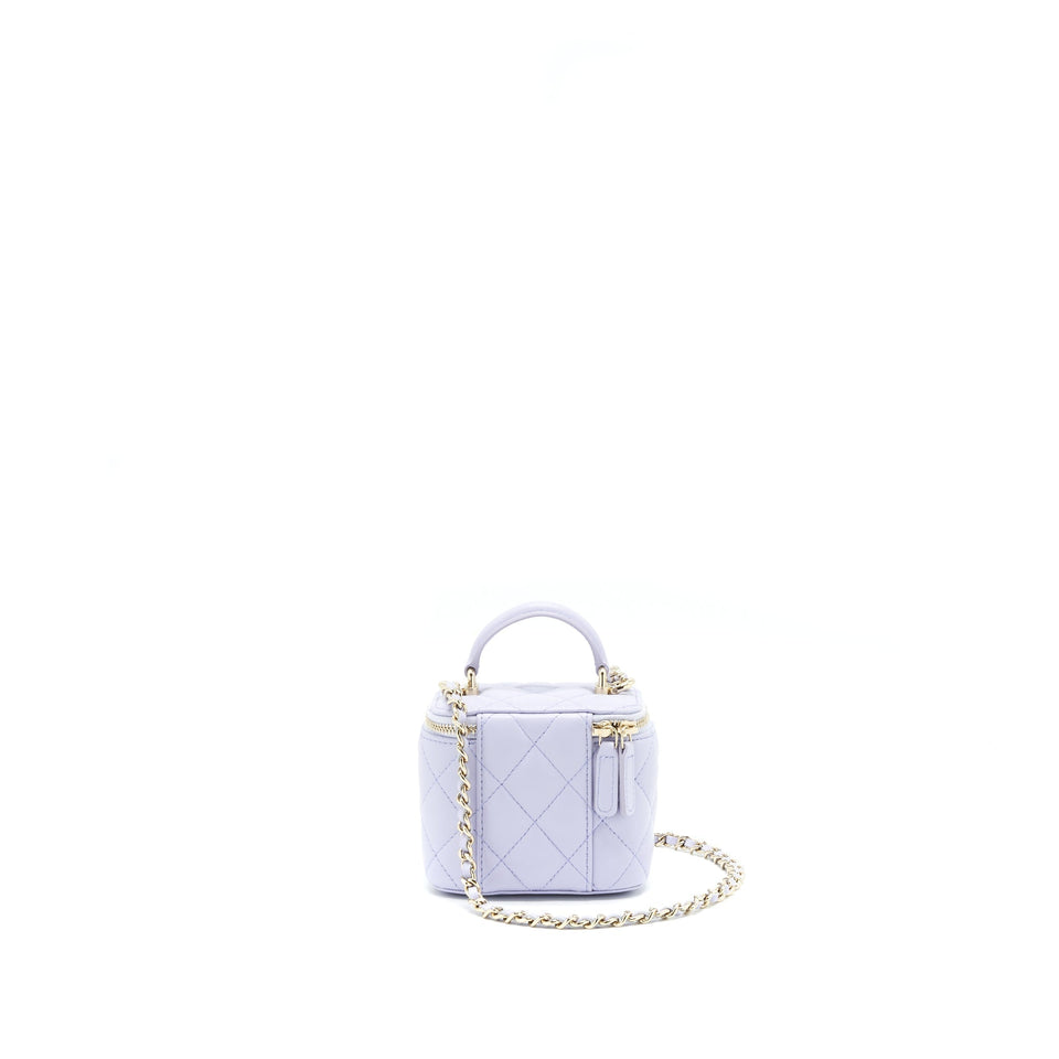 Chanel 21K Mini Top Handle Vanity With Chain Light Purple L