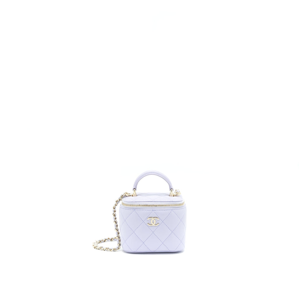 Chanel 21K Mini Top Handle Vanity With Chain Light Purple L