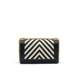 Chanel TWEED MEDIUM LE BOY CHEVRON BLACK AND WHITE