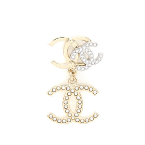 Chanel Multi CC Drop Earrings With Crystal And Pearl