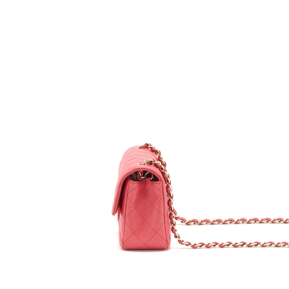 Chanel Mini Rectangular Flap Bag Caviar Coral Pink