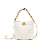 Chanel Bucket Bag With Chain Handle Caviar White