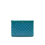 Chanel QUILTED LEATHER CLUTCH BAG IN PATENT BLUE