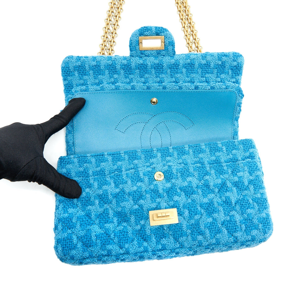 Chanel Tweed 2.55 Small Reissue Flap Bag Blue Brushed
