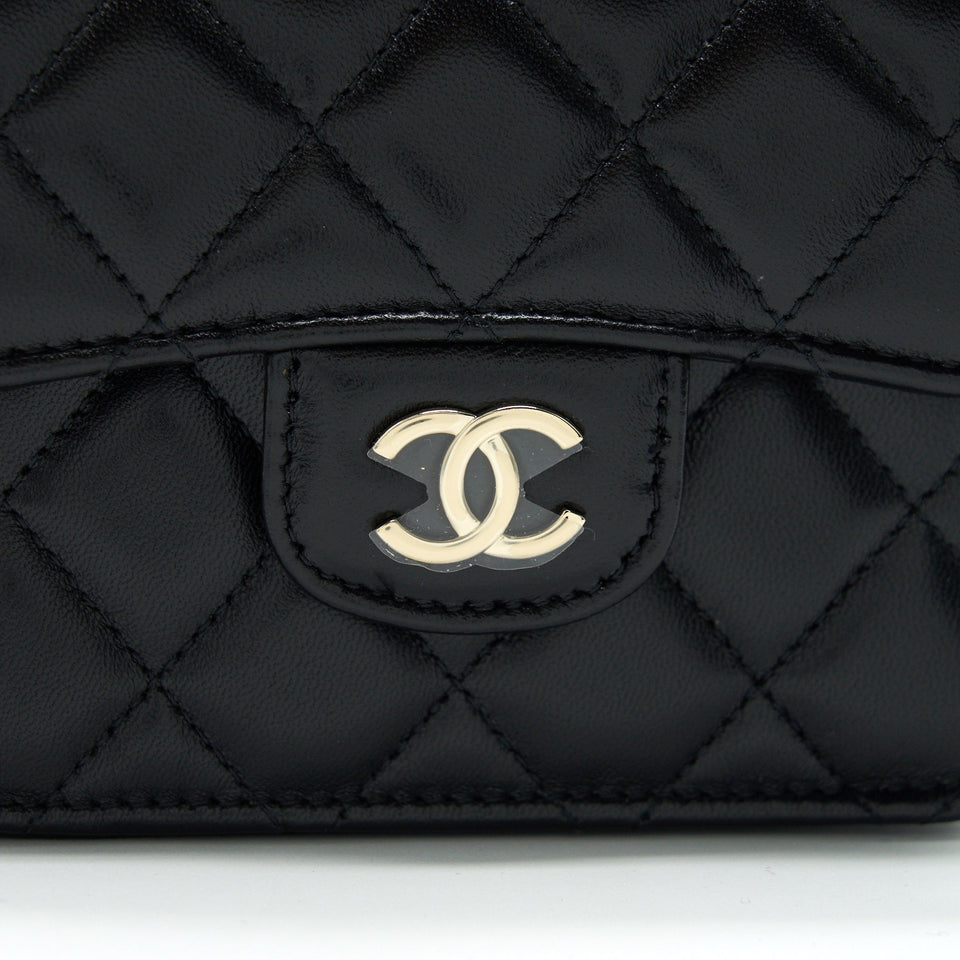 Chanel 21K Flap Coin Purse With Chain Black L