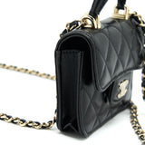 Chanel 21K Flap Coin Purse With Chain Black L