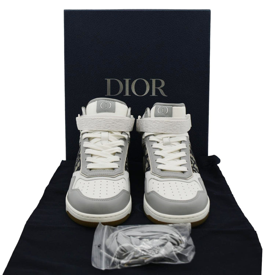Christian Dior B27 Mid Top Oblique Galaxy Perforated Sneakers Grey
