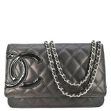 Chanel Cambon Ligne Wallet On Chain Quilted Leather Clutch Crossbody Bag Black