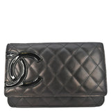 Chanel Cambon Ligne Wallet On Chain Quilted Leather Clutch Crossbody Bag Black