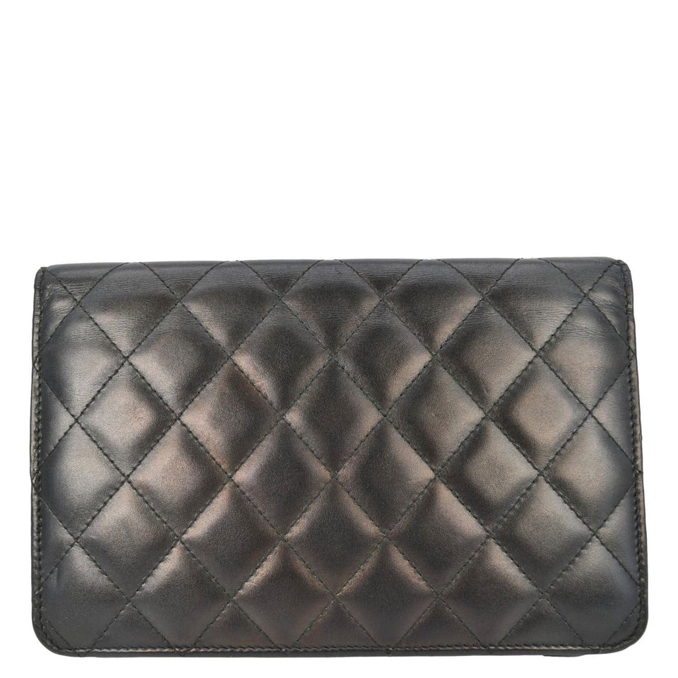 Chanel Cambon Ligne Wallet On Chain Quilted Leather Clutch Crossbody Bag Black