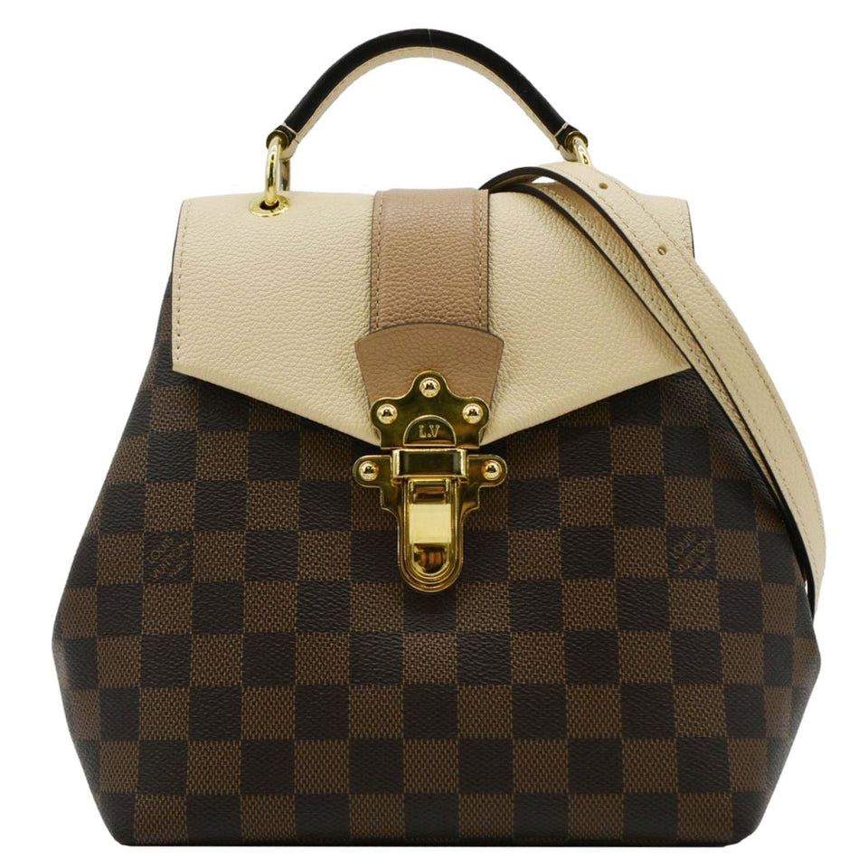 Louis Vuitton Clapton Damier Ebene Backpack Bag Creme Beige