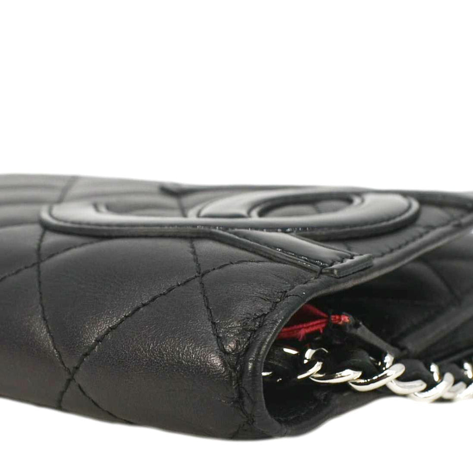 Chanel Cambon Ligne Wallet On Chain Quilted Leather Clutch Crossbody Bag Black