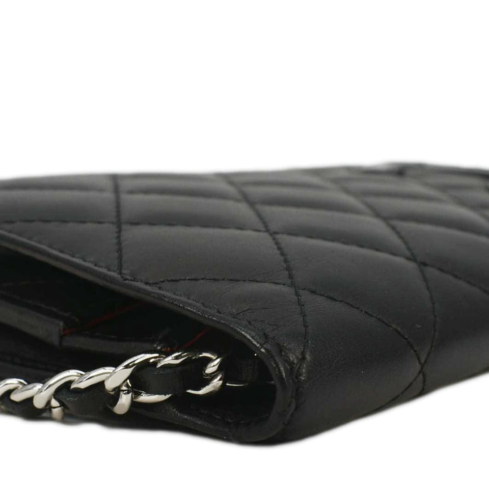 Chanel Cambon Ligne Wallet On Chain Quilted Leather Clutch Crossbody Bag Black