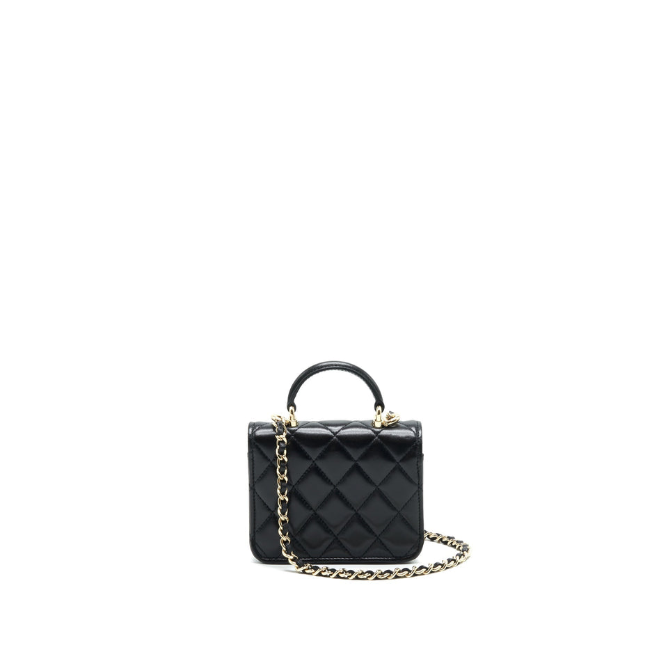 Chanel 21K Flap Coin Purse With Chain Black L