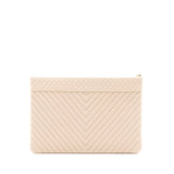 Chanel Clutch Chevron Caviar Beige
