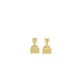 Chanel Rue Cambon/CC Logo Dropped Earrings Gold Tone