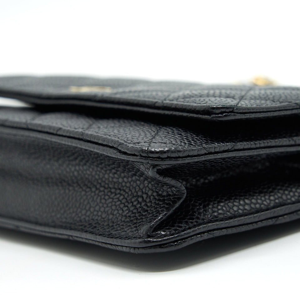 Chanel Caviar Wallet On Chain Black