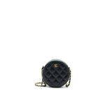 Chanel Round Clutch with Chain Black Brushed