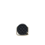 Chanel Round Clutch with Chain Black Brushed