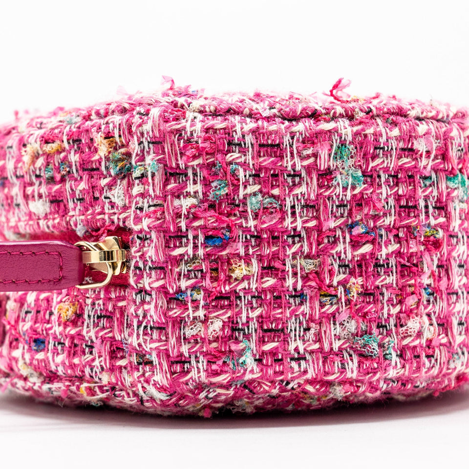 Chanel Round Clutch with Chain Tweed Pink/Multicolour L