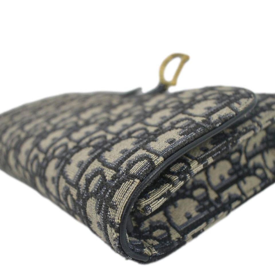 Christian Dior Saddle Oblique Jacquard Pouch Crossbody Bag Navy Blue