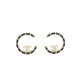 Chanel 22P Round CC Black Earrings L