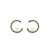 Chanel 22P Round CC Black Earrings L