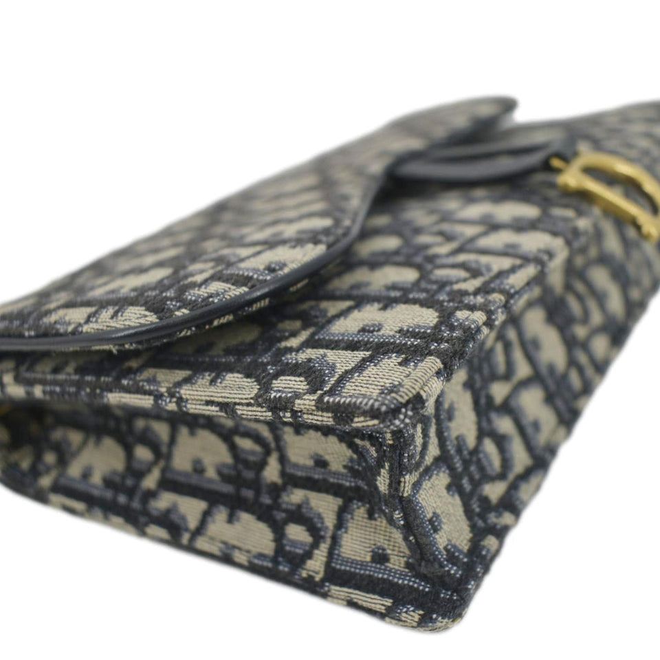 Christian Dior Saddle Oblique Jacquard Pouch Crossbody Bag Navy Blue
