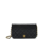 Chanel Vintage Lambskin Flap Bag with Chain Black 24K