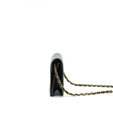 Chanel Vintage Lambskin Flap Bag with Chain Black 24K