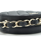 Chanel Round Clutch With Chain Lambskin Black L