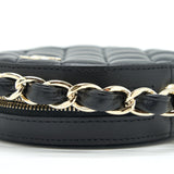 Chanel Round Clutch With Chain Lambskin Black L