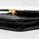 Chanel 21A Gold Crush Mini Flap Clutch with Adjustable Chain Calfskin Black