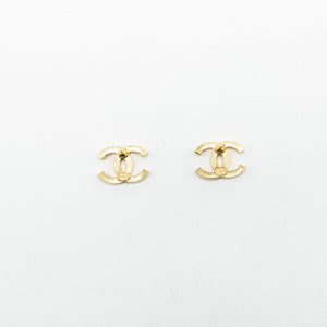 Chanel CC Logo Earrings Gold Tone