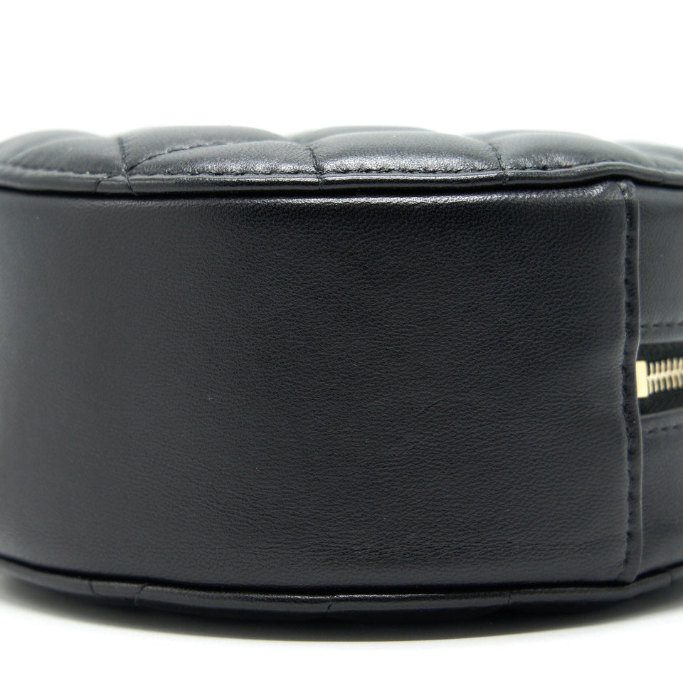 Chanel Round Clutch with Chain Black Brushed