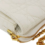 Christian Dior Caro Supple Cannage Calfskin Leather Chain Shoulder Bag Ivory