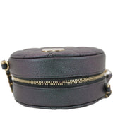 Chanel Round Quilted Iridescent Caviar Leather Clutch Crossbody Bag Green