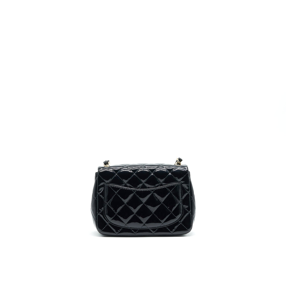 Chanel MINI SQUARE FLAP BAG QUILTED PATENT LEATHER BLACK