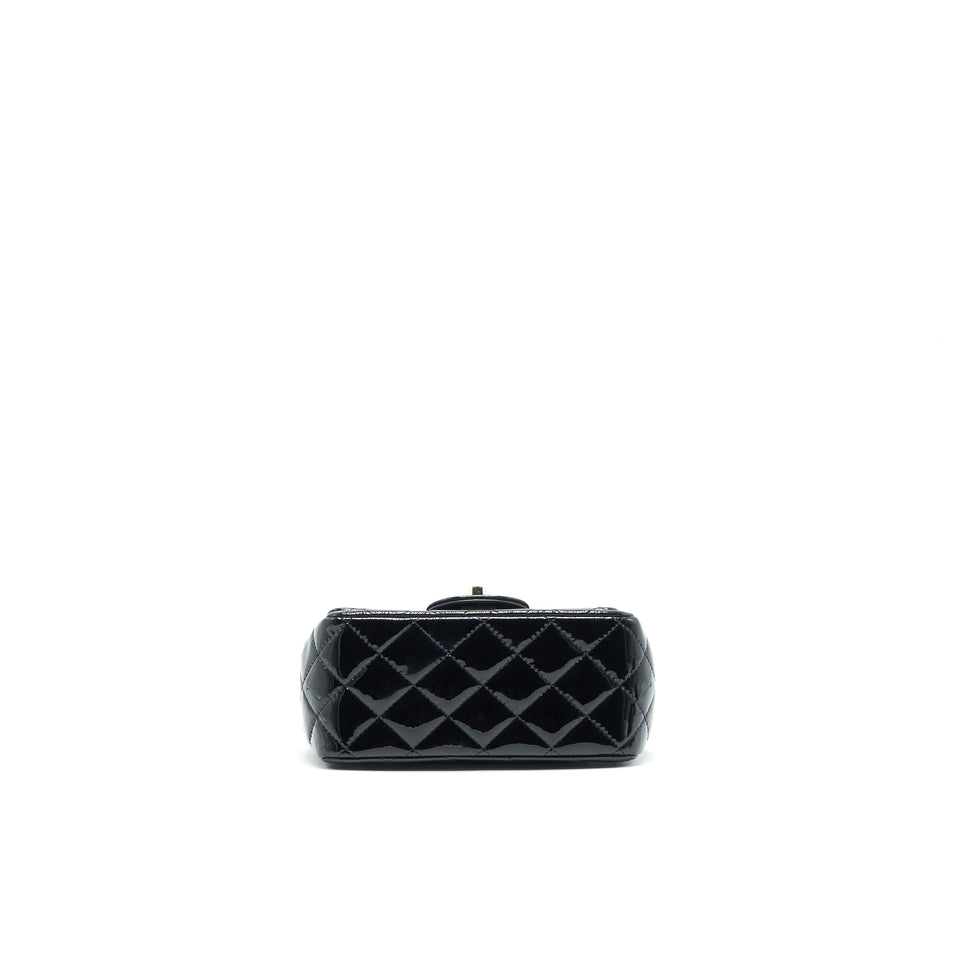 Chanel MINI SQUARE FLAP BAG QUILTED PATENT LEATHER BLACK