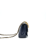 Chanel Quilted Flap Bag Navy with Brushed