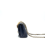 Chanel Quilted Flap Bag Navy with Brushed
