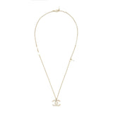 Chanel CC Logo And Pearl Necklace Light Gold Tone