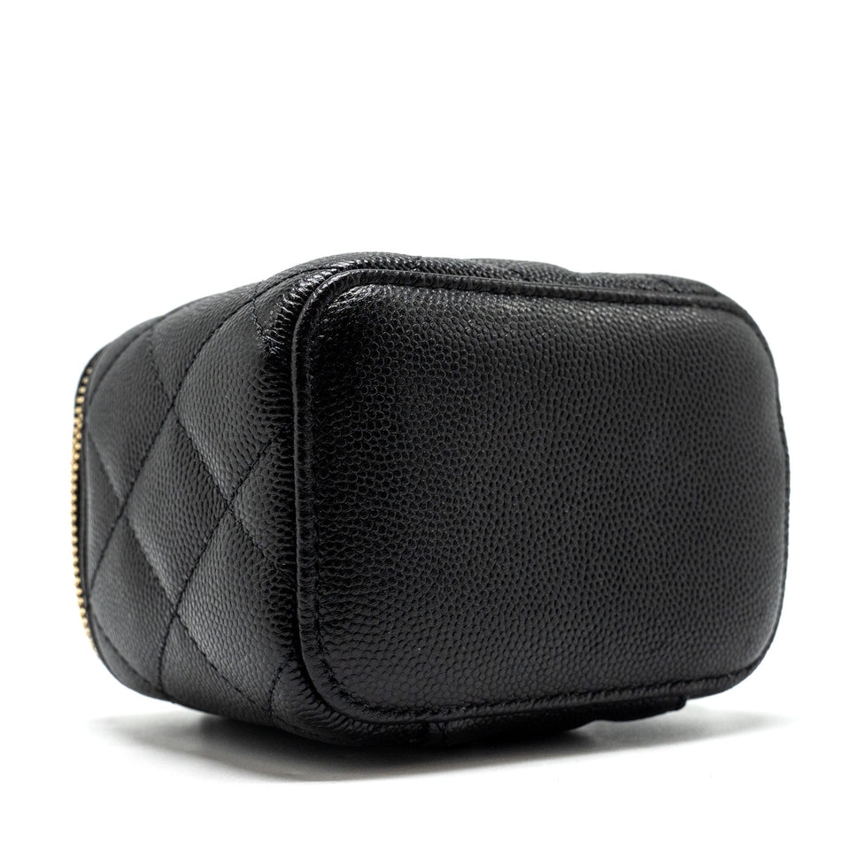 Chanel Small Vanity Clutch with Chain CC Pearl Caviar Black L