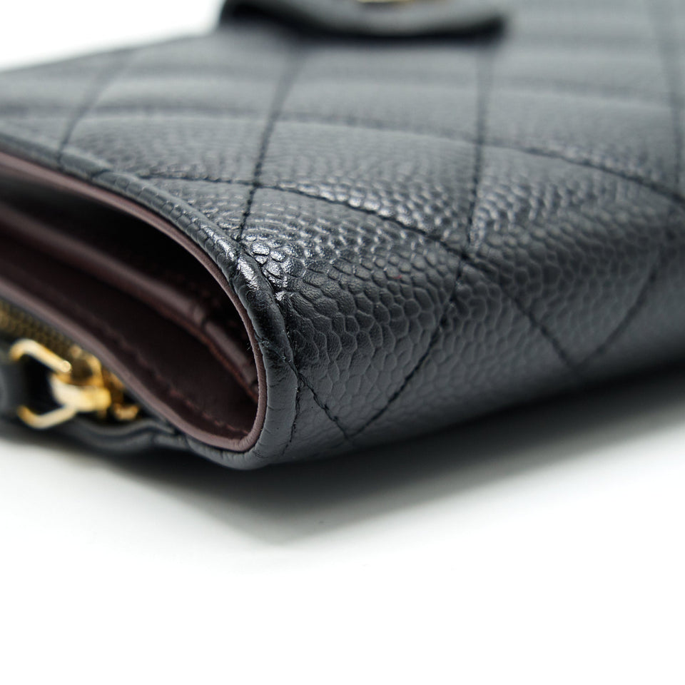 Chanel Quilted CC Bifold Caviar Wallet Black